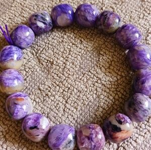 Amethyst 11mm Beaded Bracelet, 6"-7.5" wrist